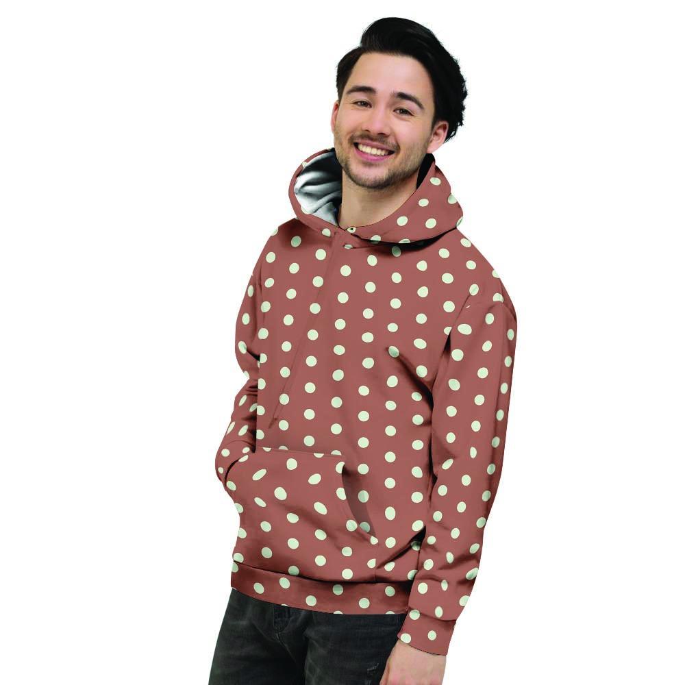 Brown And White Polka Dot Men's Hoodie-grizzshop