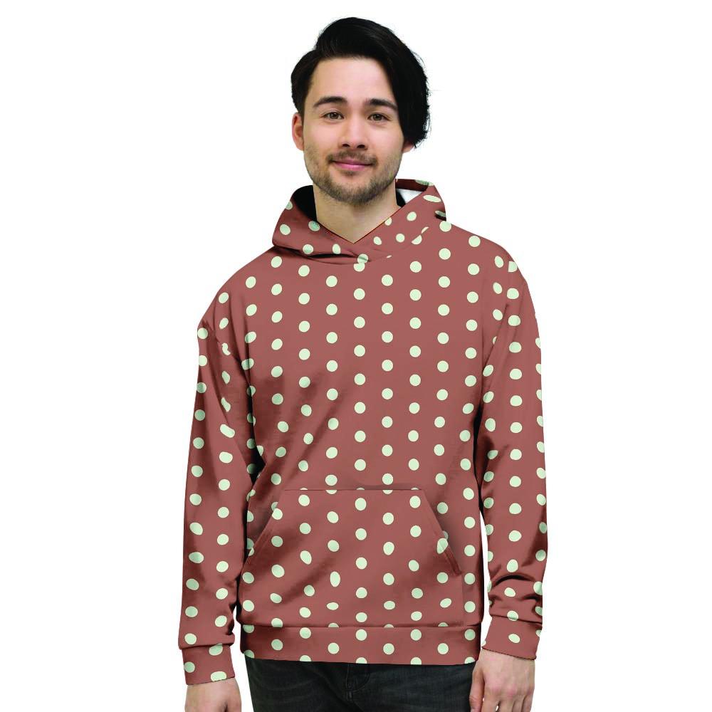 Brown And White Polka Dot Men's Hoodie-grizzshop