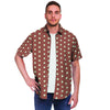 Brown And White Polka Dot Men's Short Sleeve Shirt-grizzshop