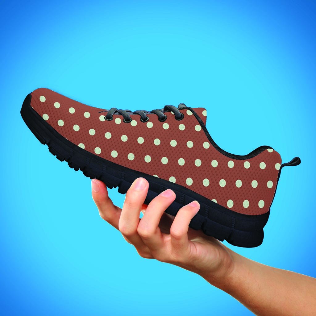 Brown And White Polka Dot Men's Sneakers-grizzshop