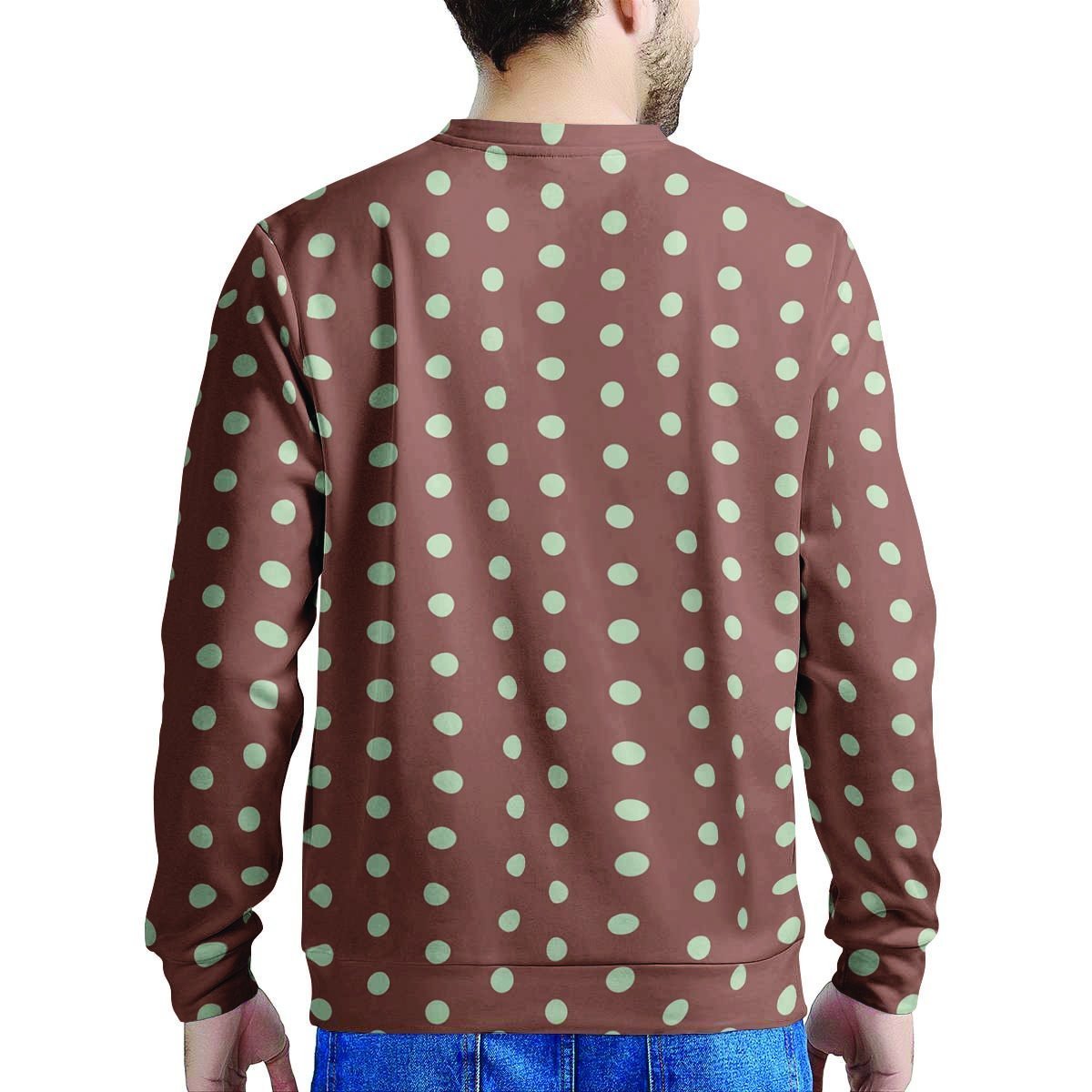 Brown And White Polka Dot Men's Sweatshirt-grizzshop