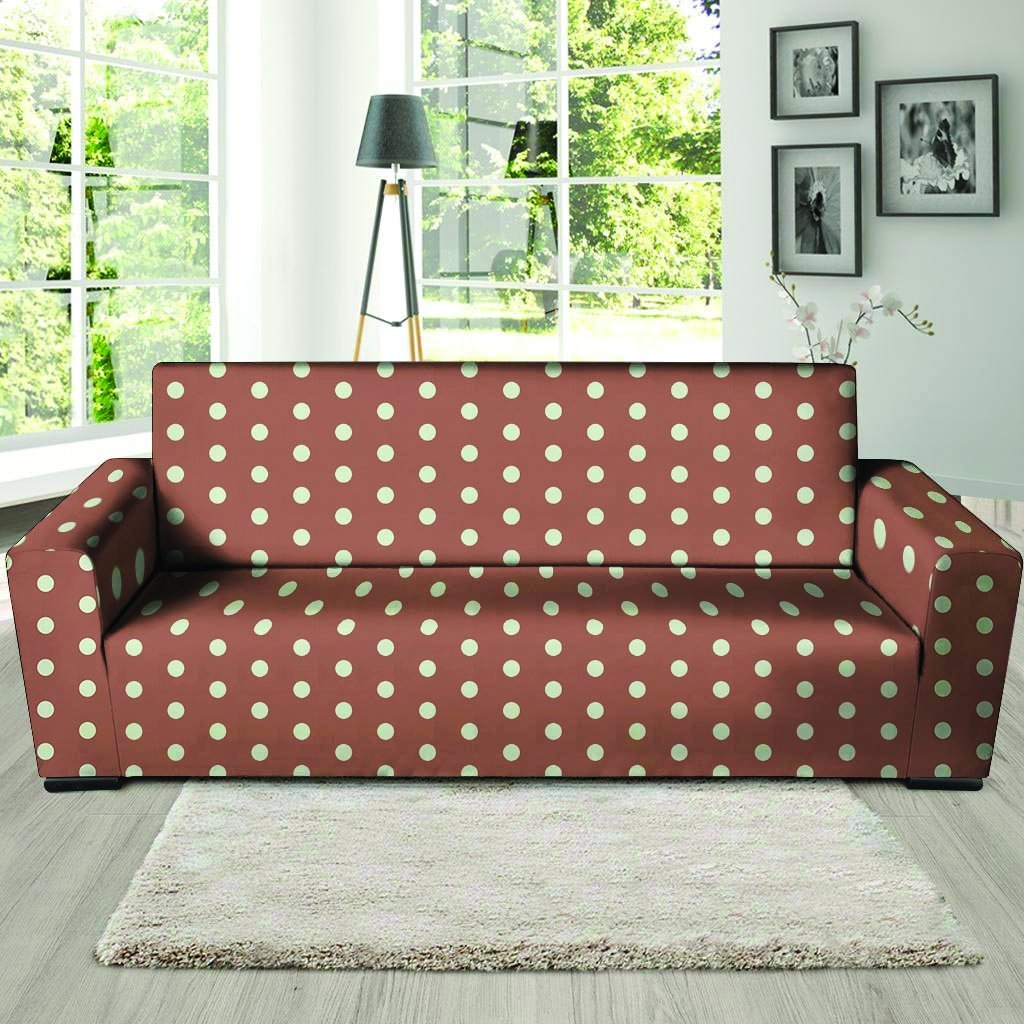 Brown And White Polka Dot Sofa Cover-grizzshop