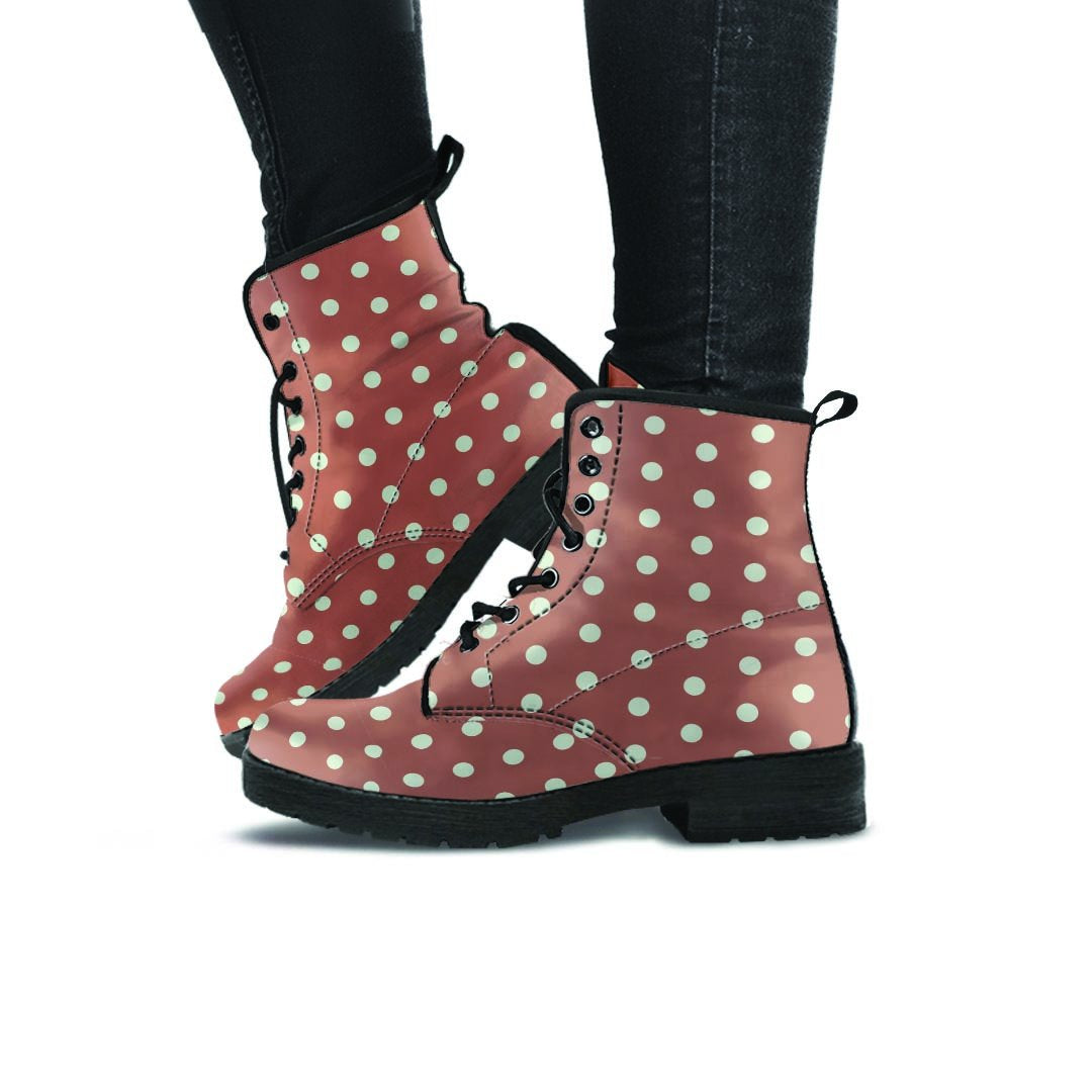 Brown And White Polka Dot Women's Boots-grizzshop