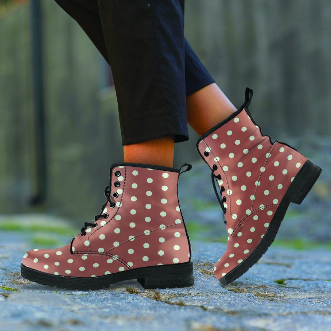 Brown And White Polka Dot Women's Boots-grizzshop