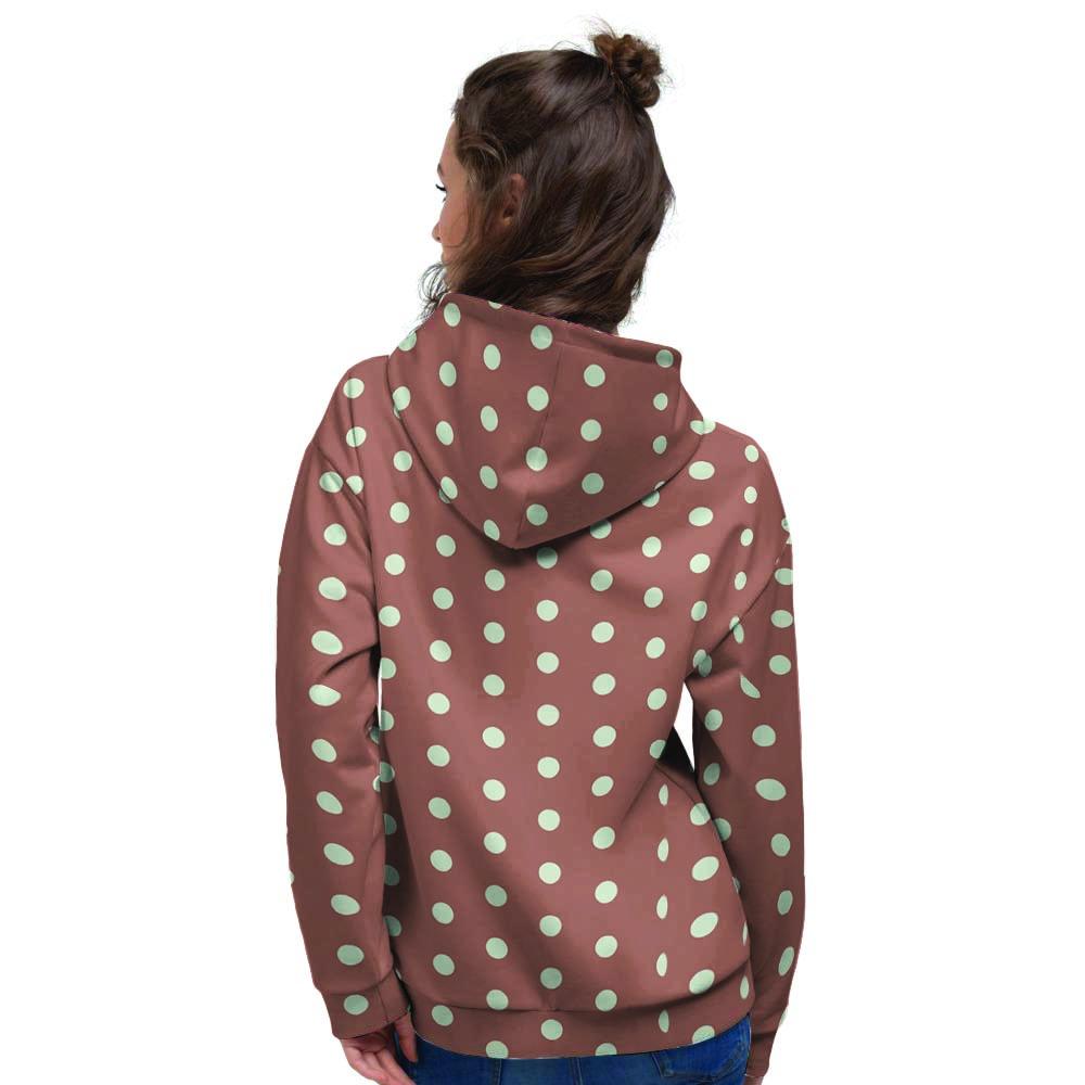 Brown And White Polka Dot Women's Hoodie-grizzshop