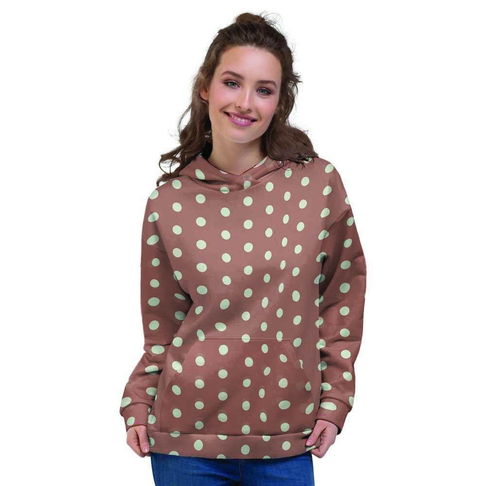 Brown And White Polka Dot Women's Hoodie-grizzshop