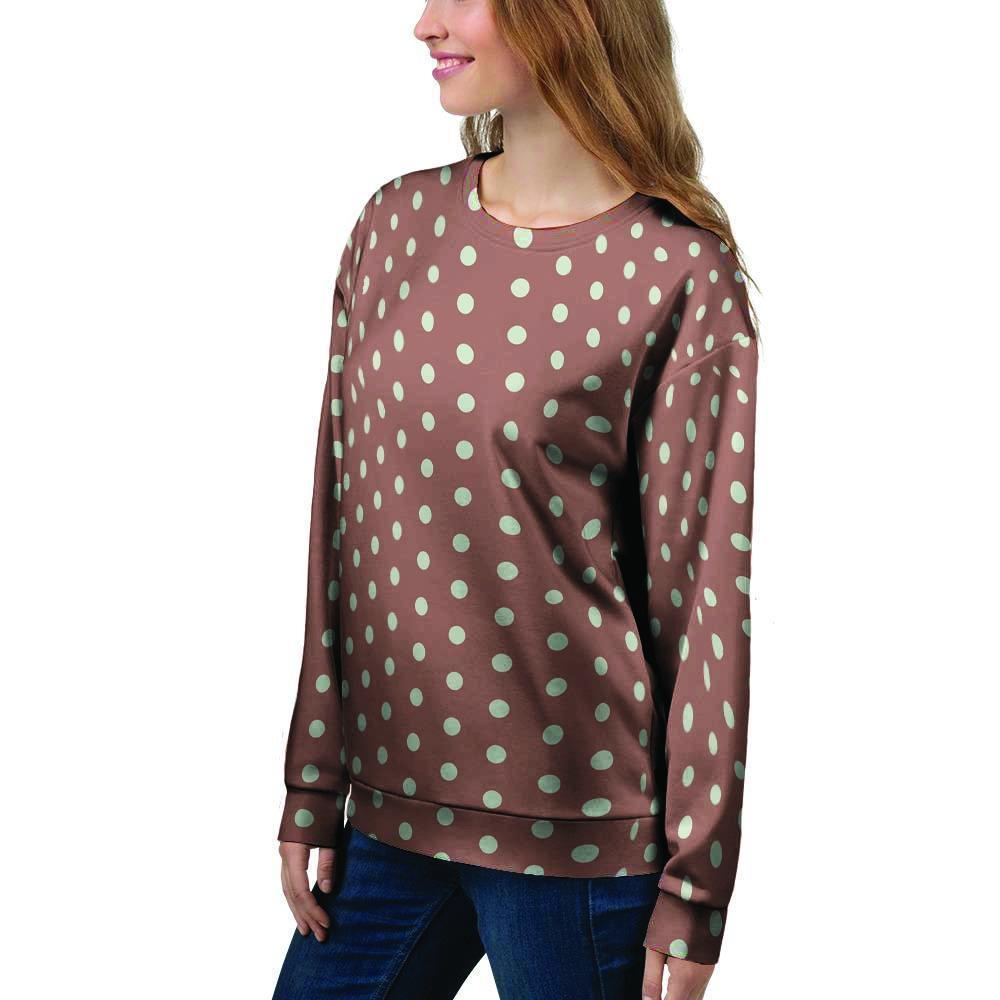 Brown And White Polka Dot Women's Sweatshirt-grizzshop