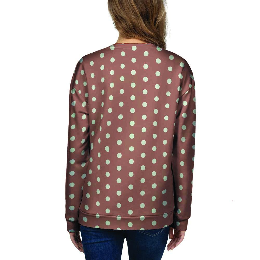 Brown And White Polka Dot Women's Sweatshirt-grizzshop