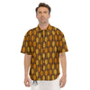 Brown And Yellow Wheat Print Pattern Men's Short Sleeve Shirts-grizzshop