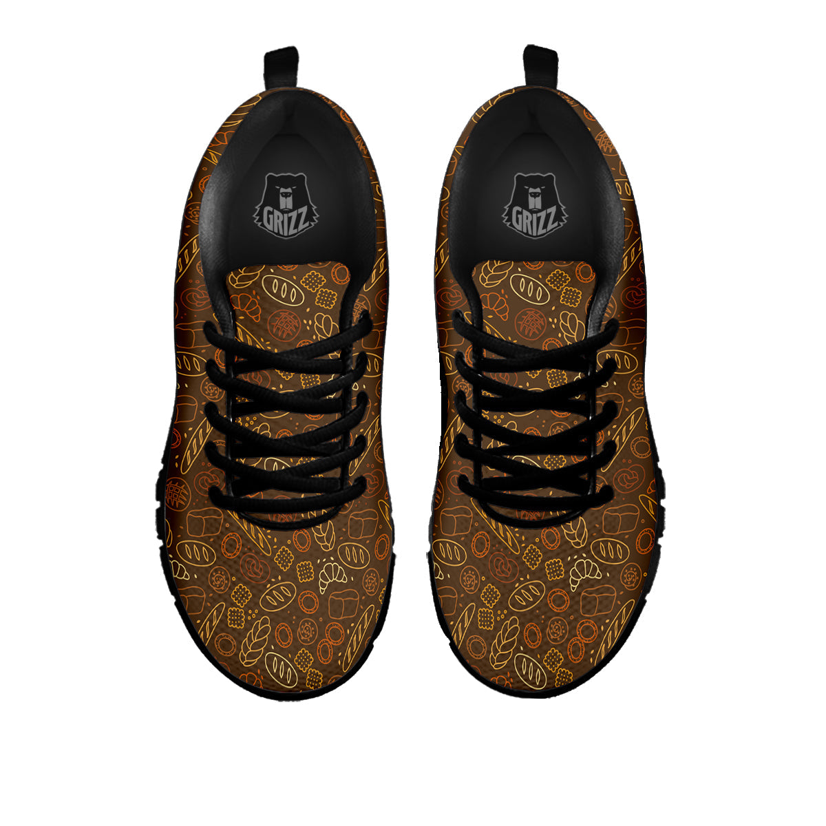 Brown Bakery Print Pattern Black Sneaker-grizzshop