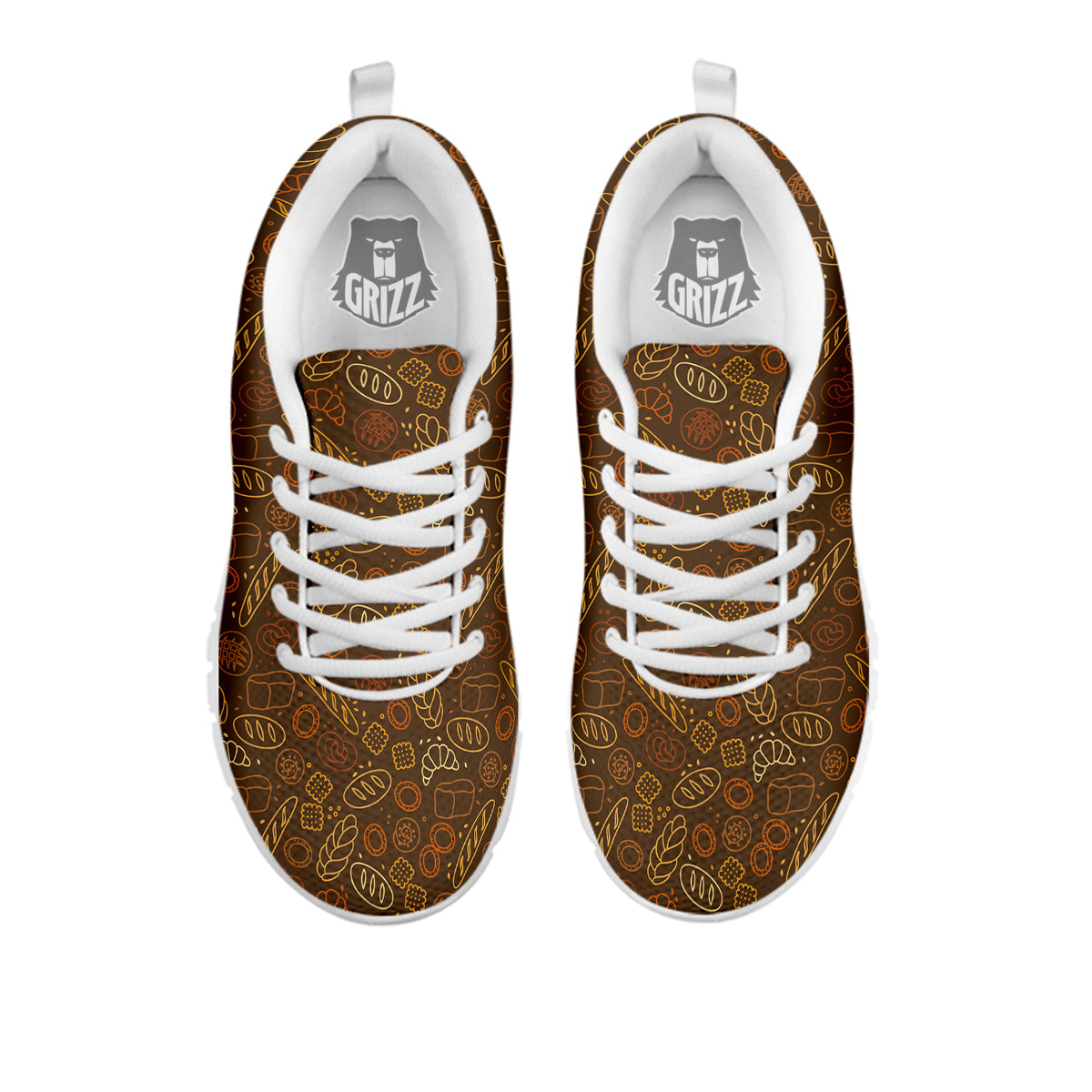 Brown Bakery Print Pattern White Sneaker-grizzshop