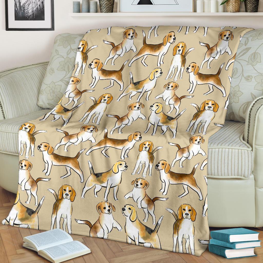 Brown Beagle Paw Pattern Print Blanket-grizzshop