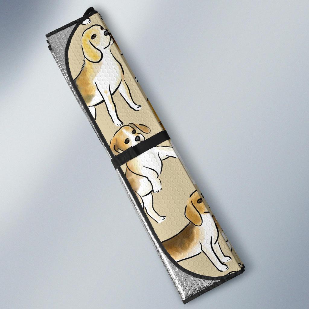 Brown Beagle Paw Pattern Print Car Sun Shade-grizzshop