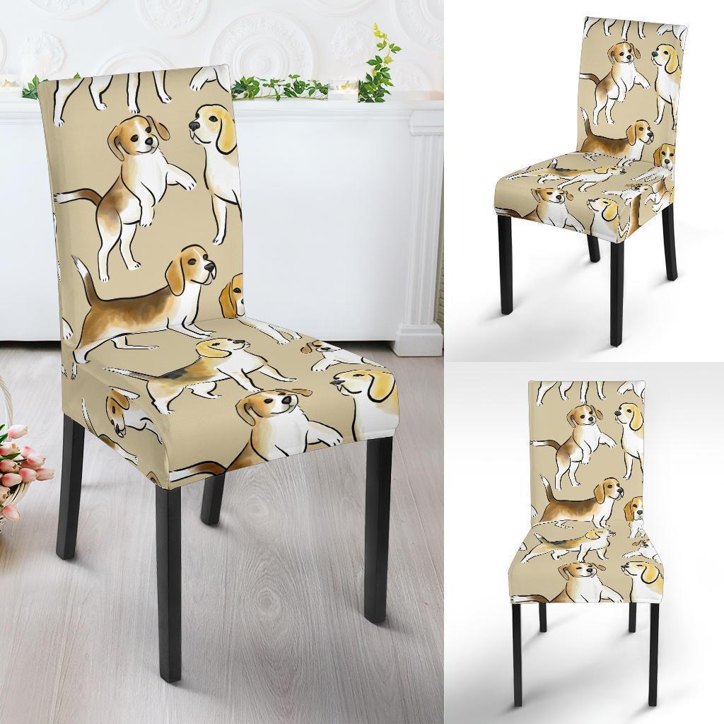 Brown Beagle Paw Pattern Print Chair Cover-grizzshop