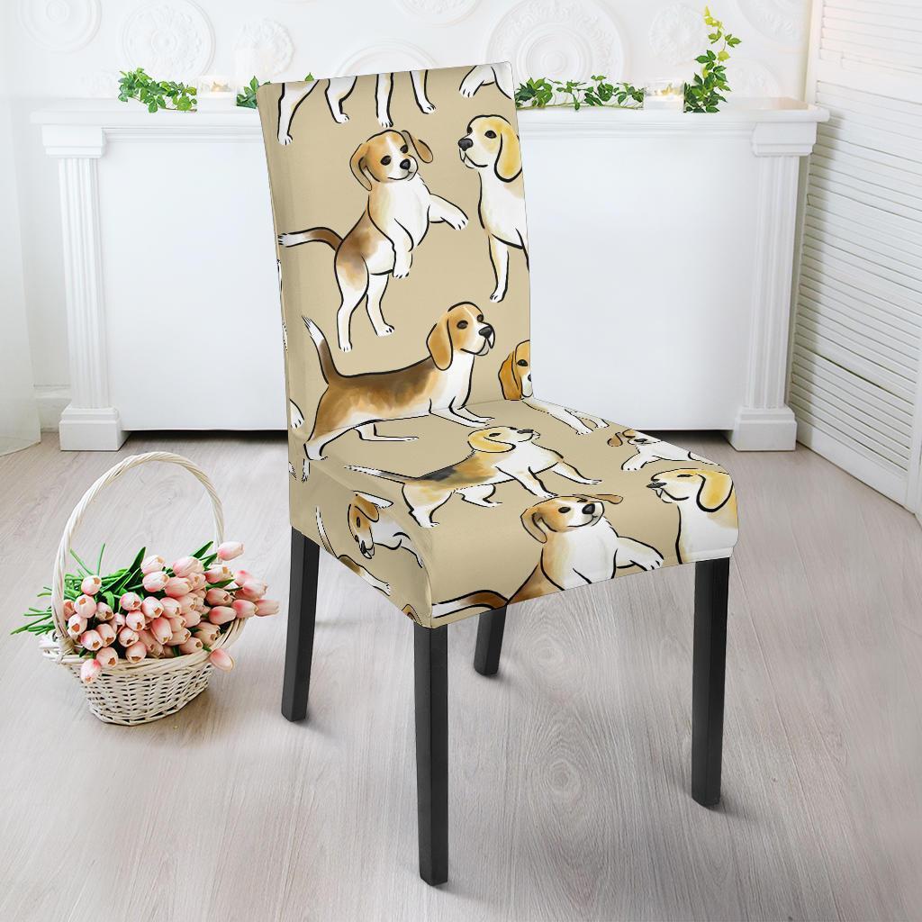 Brown Beagle Paw Pattern Print Chair Cover-grizzshop