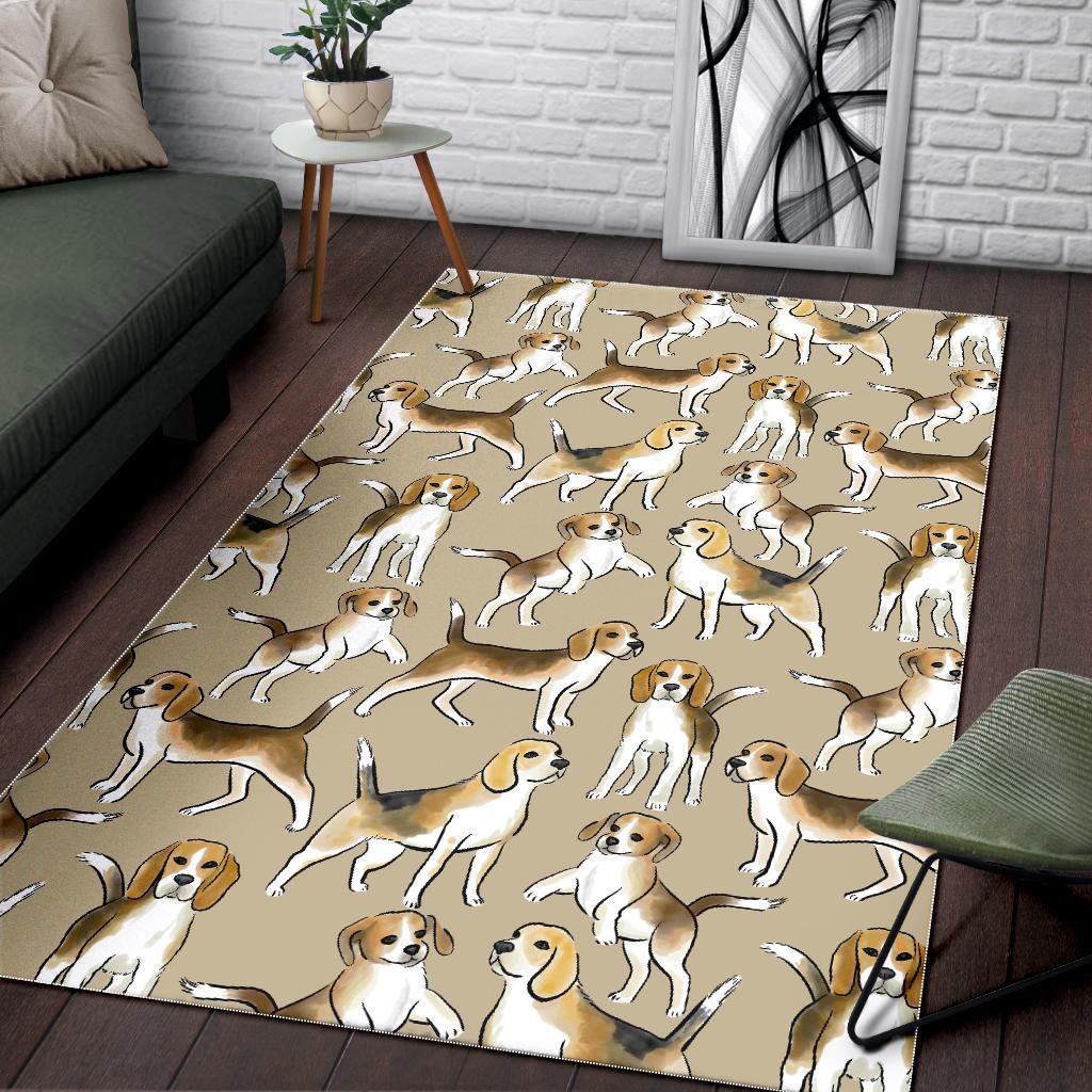 Brown Beagle Paw Pattern Print Floor Mat-grizzshop