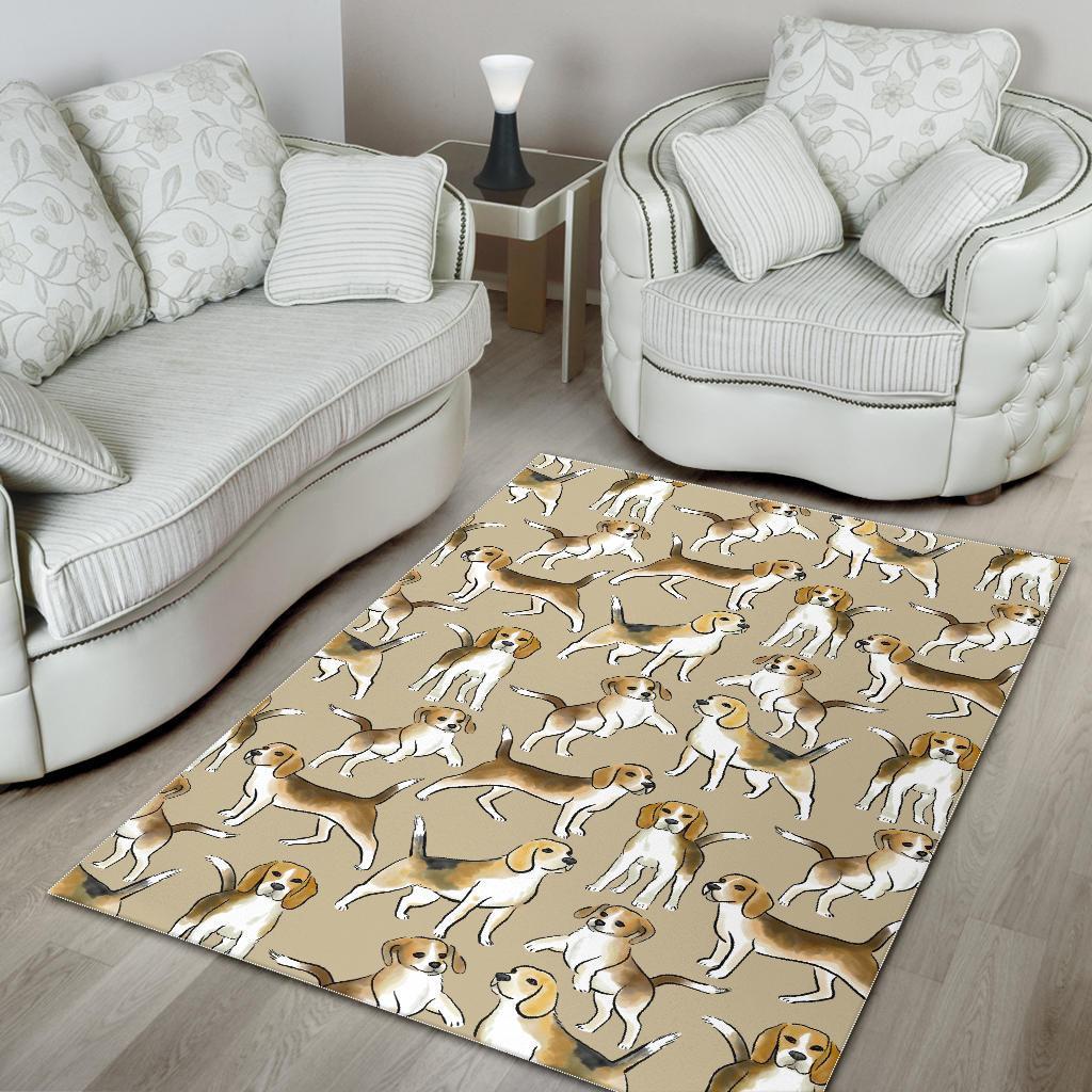 Brown Beagle Paw Pattern Print Floor Mat-grizzshop