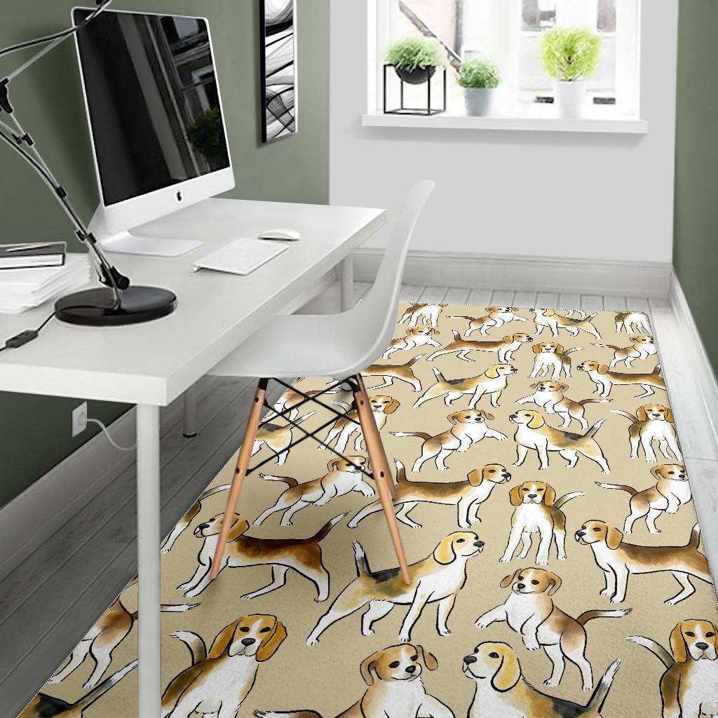 Brown Beagle Paw Pattern Print Floor Mat-grizzshop