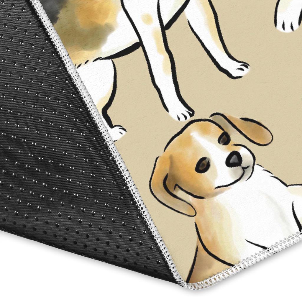 Brown Beagle Paw Pattern Print Floor Mat-grizzshop