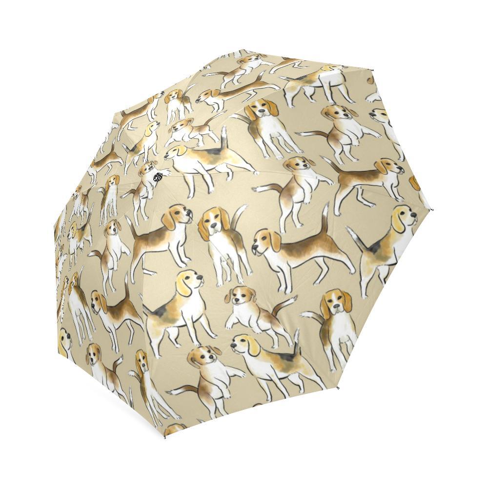 Brown Beagle Paw Pattern Print Foldable Umbrella-grizzshop