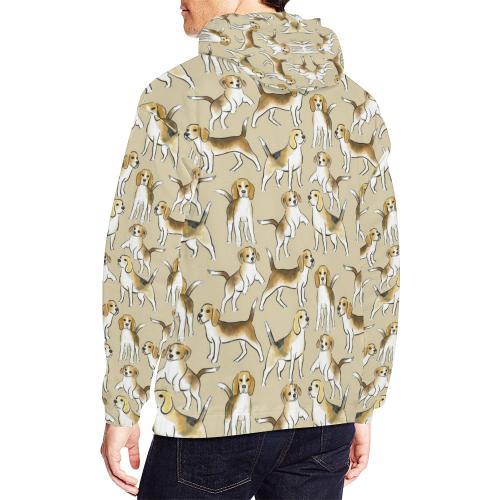 Brown Beagle Paw Pattern Print Men Pullover Hoodie-grizzshop