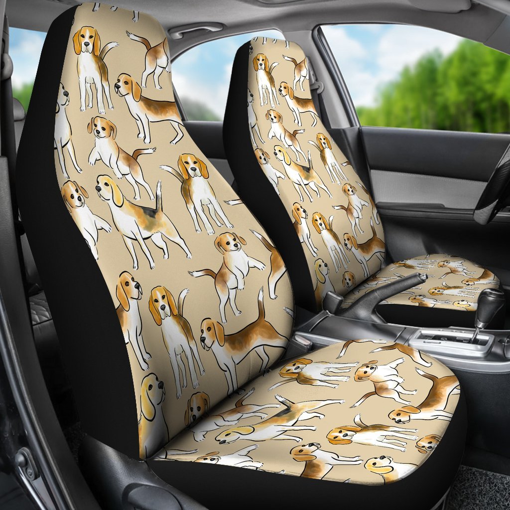 Brown Beagle Paw Pattern Print Universal Fit Car Seat Cover-grizzshop