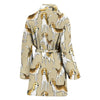 Brown Beagle Paw Pattern Print Women Long Robe-grizzshop