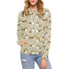 Brown Beagle Paw Pattern Print Women Pullover Hoodie-grizzshop