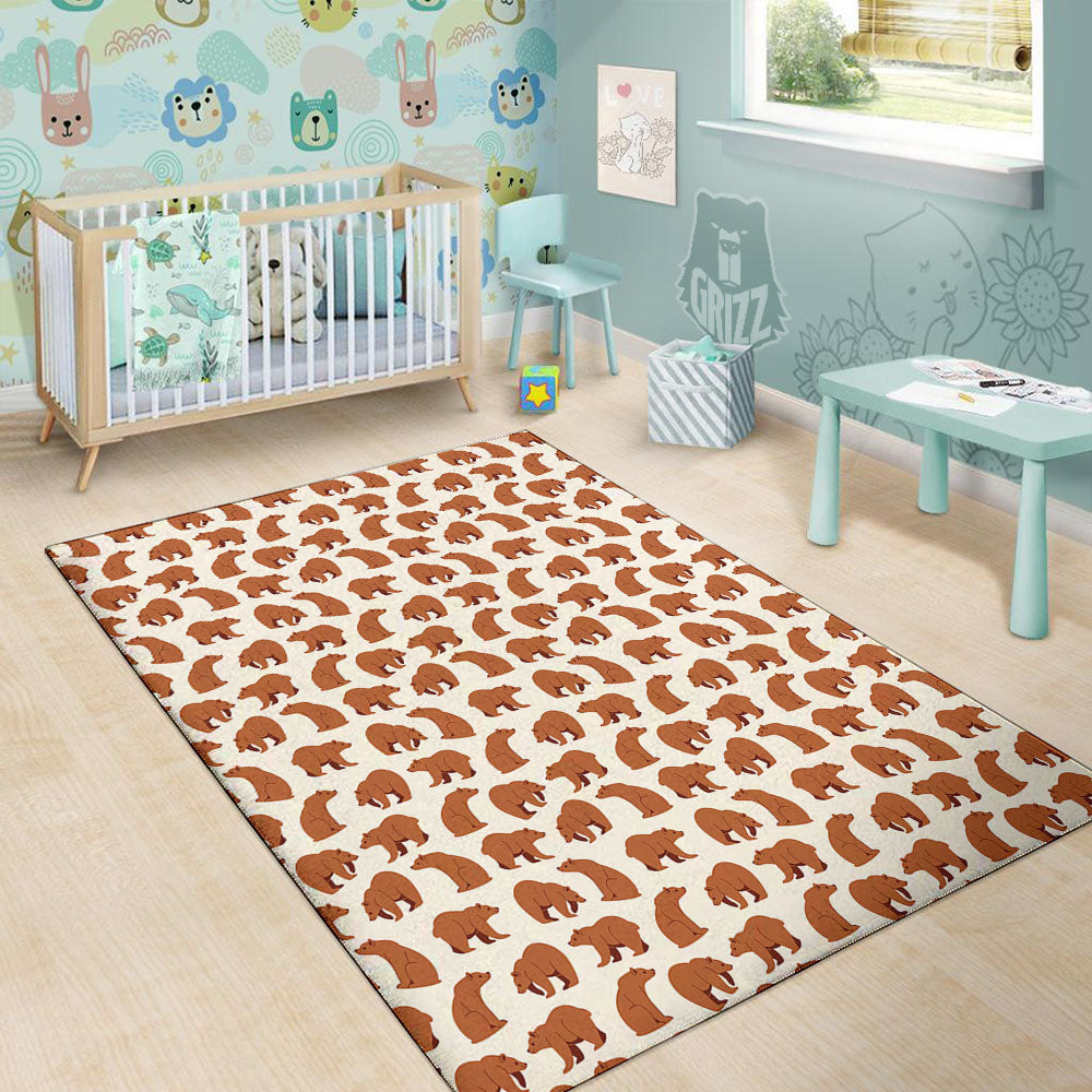 Brown Bear Cute Print Pattern Floor Mat-grizzshop