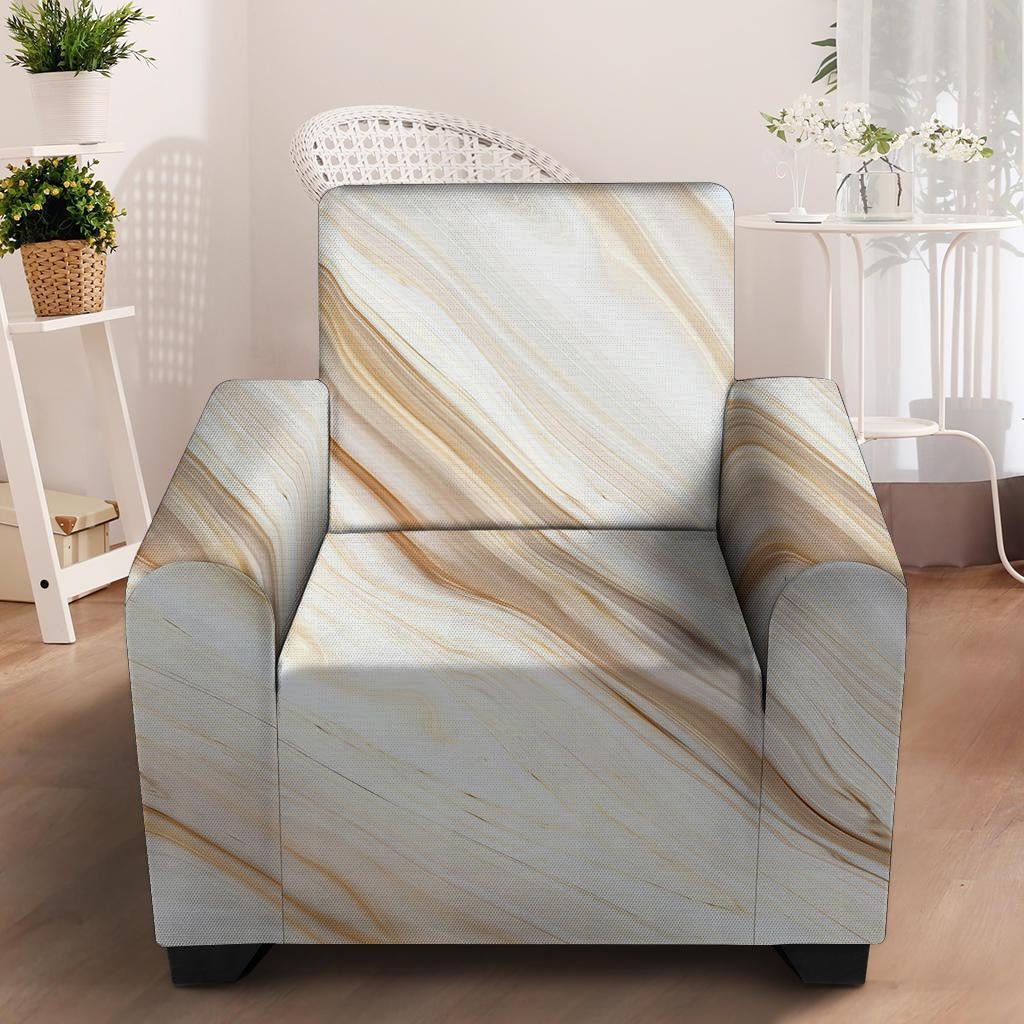 Brown Beige Marble Armchair Cover-grizzshop