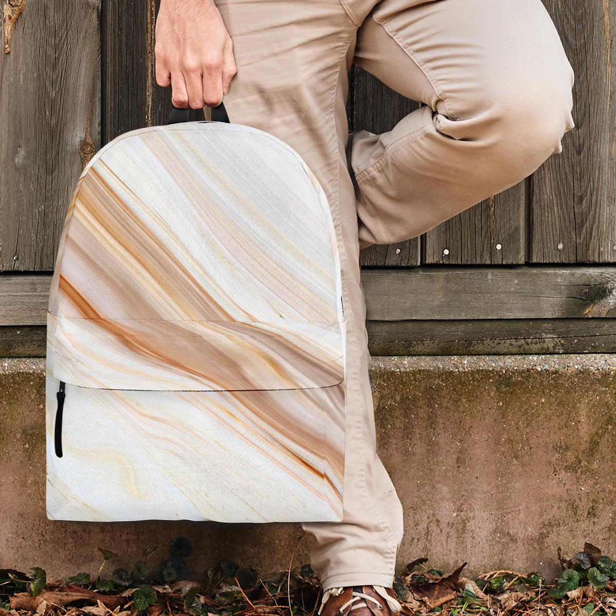 Brown Beige Marble Backpack-grizzshop