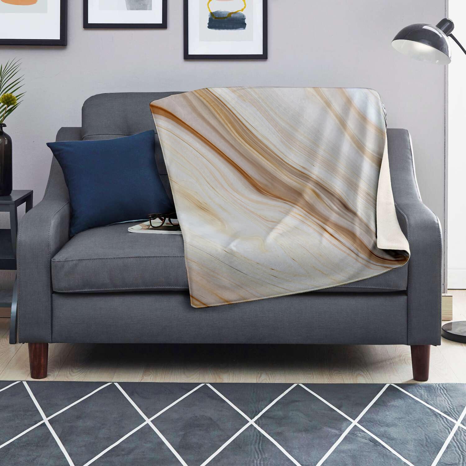 Brown Beige Marble Blanket-grizzshop