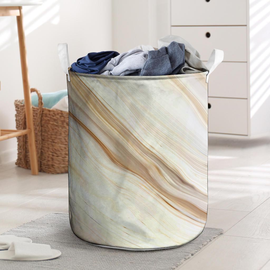 Brown Beige Marble Laundry Basket-grizzshop