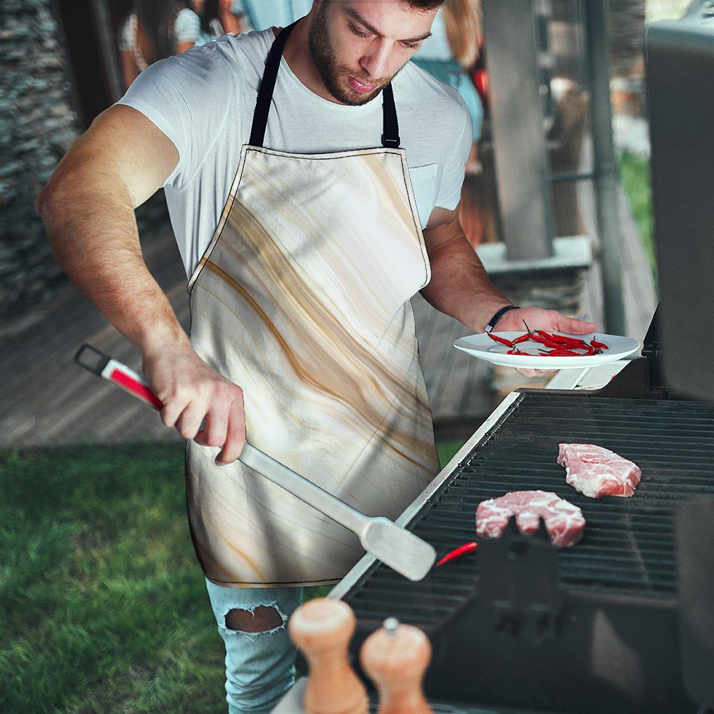 Brown Beige Marble Men's Apron-grizzshop