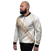 Brown Beige Marble Men's Bomber Jacket-grizzshop