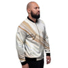 Brown Beige Marble Men's Bomber Jacket-grizzshop