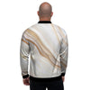 Brown Beige Marble Men's Bomber Jacket-grizzshop