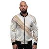 Brown Beige Marble Men's Bomber Jacket-grizzshop