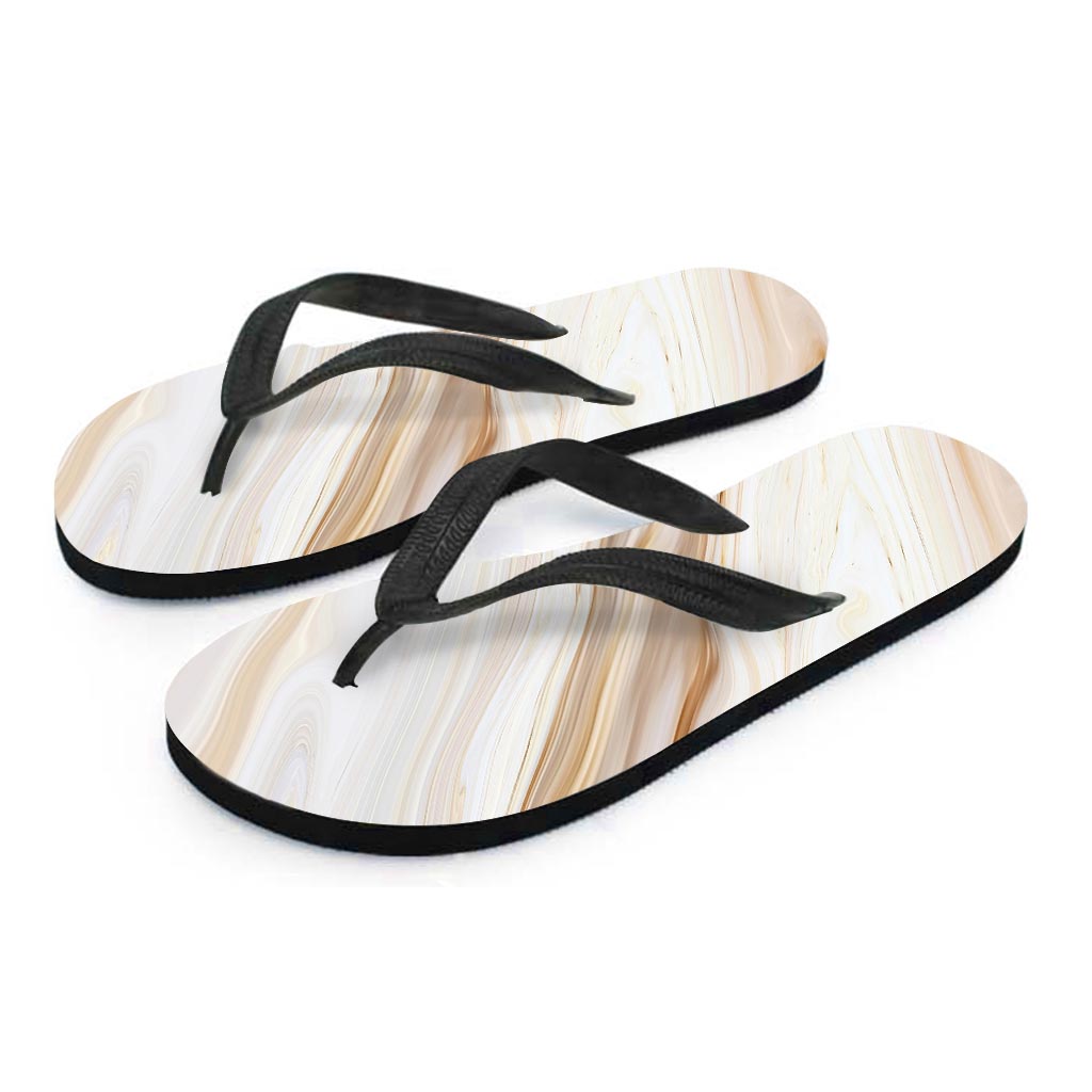 Brown Beige Marble Men's Flip Flops-grizzshop