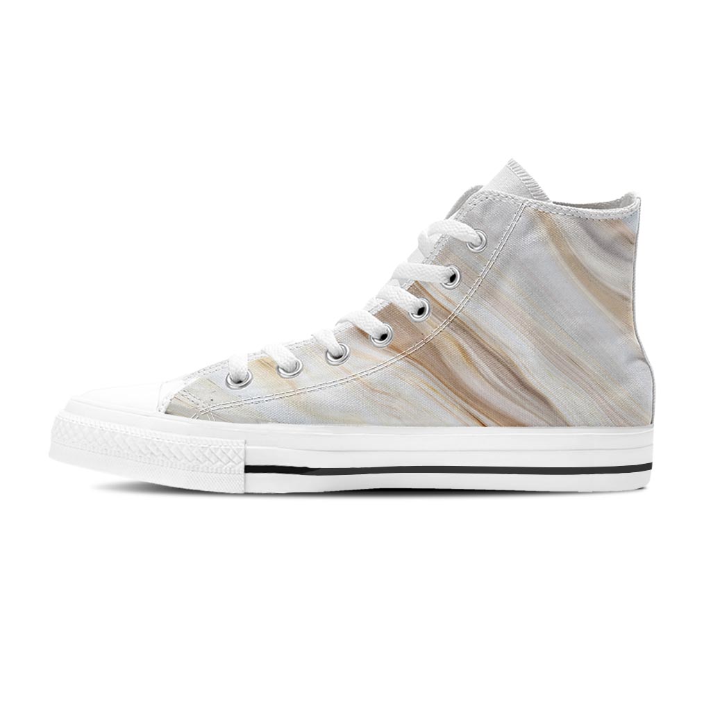 Brown Beige Marble Men's High Top Shoes-grizzshop