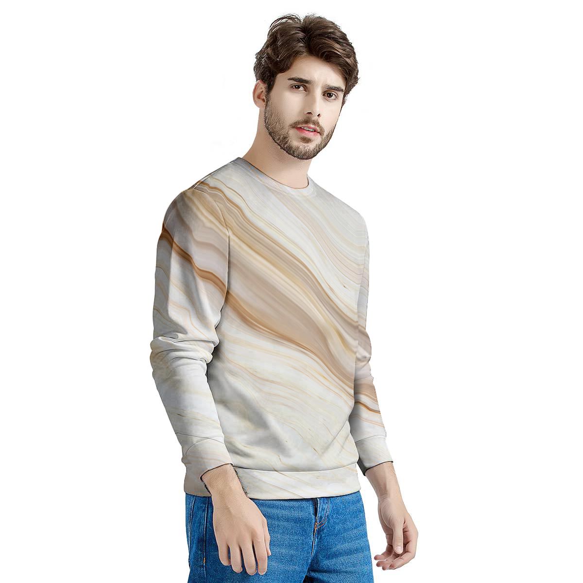 Brown Beige Marble Men's Sweatshirt-grizzshop