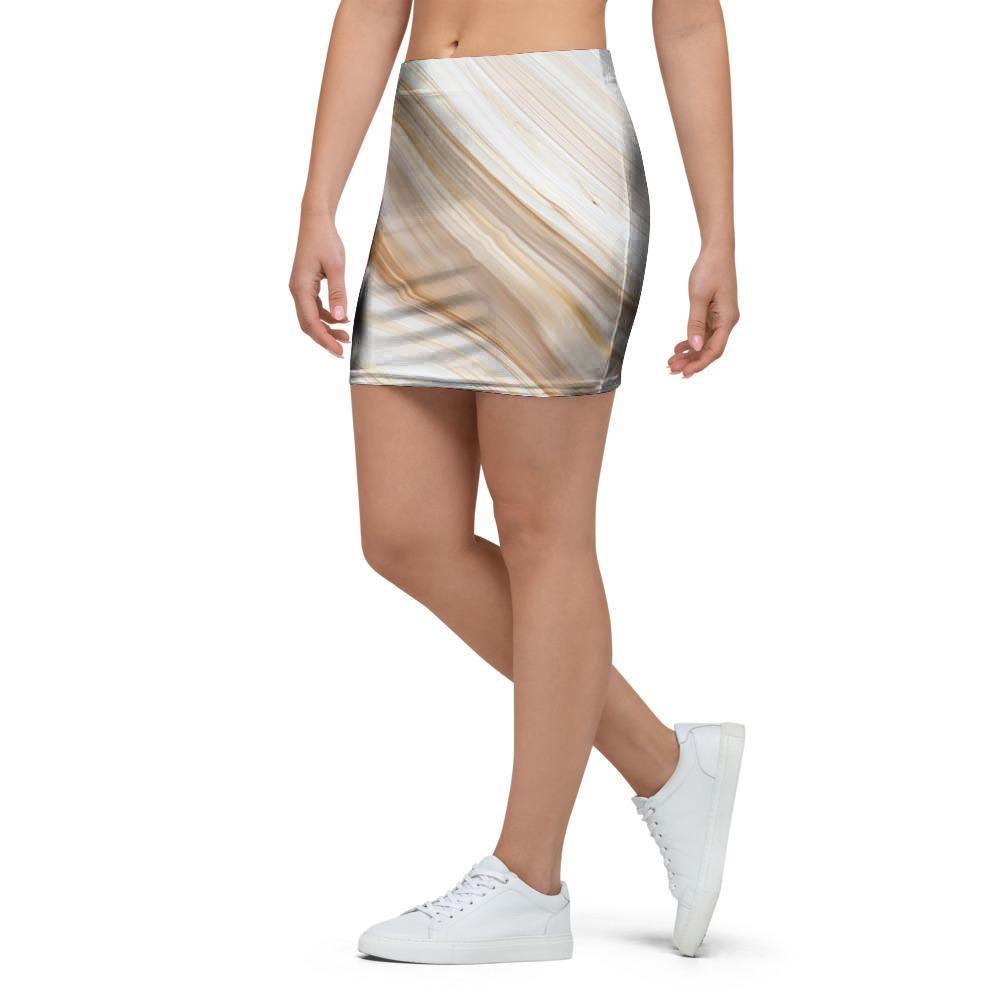 Brown Beige Marble Mini Skirt-grizzshop