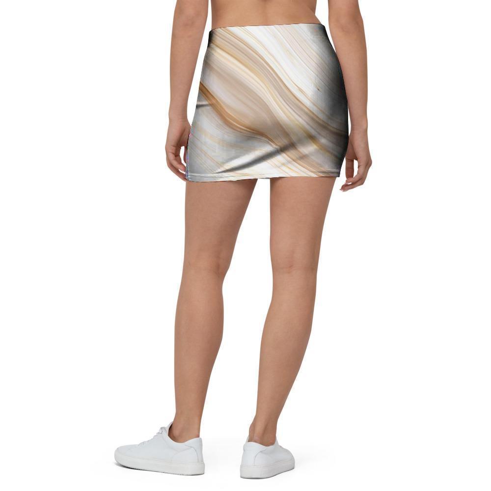 Brown Beige Marble Mini Skirt-grizzshop