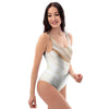 Brown Beige Marble One Piece Swimsuite-grizzshop