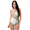 Brown Beige Marble One Piece Swimsuite-grizzshop