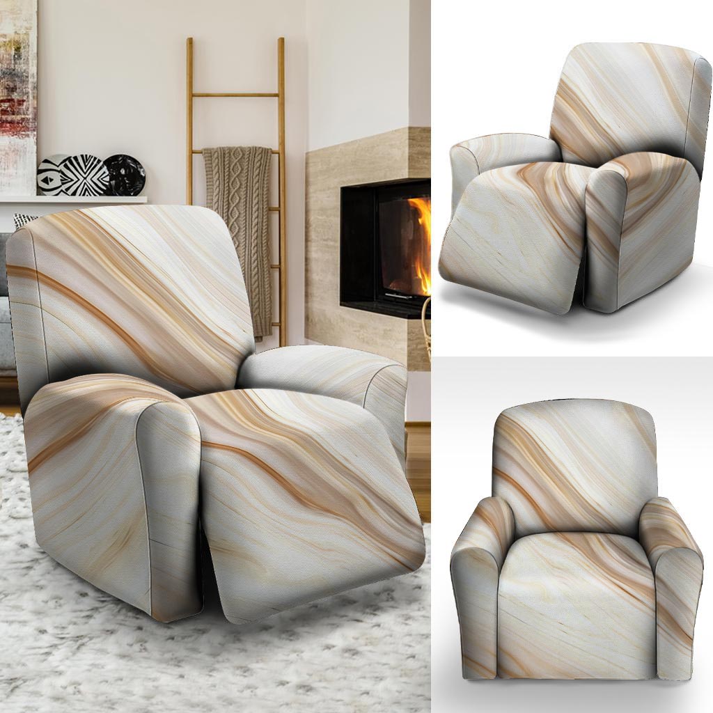 Brown Beige Marble Recliner Cover-grizzshop