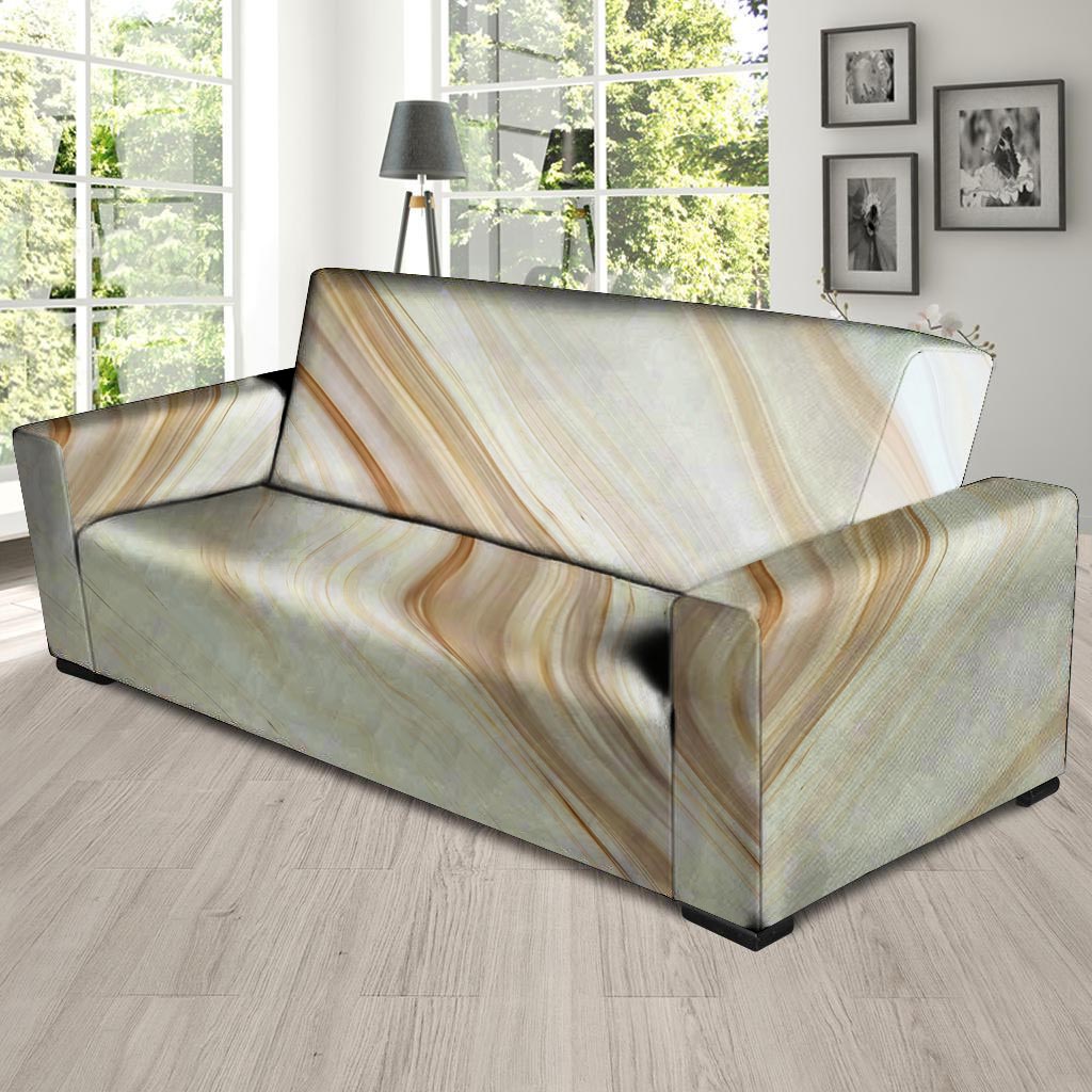 Brown Beige Marble Sofa Cover-grizzshop