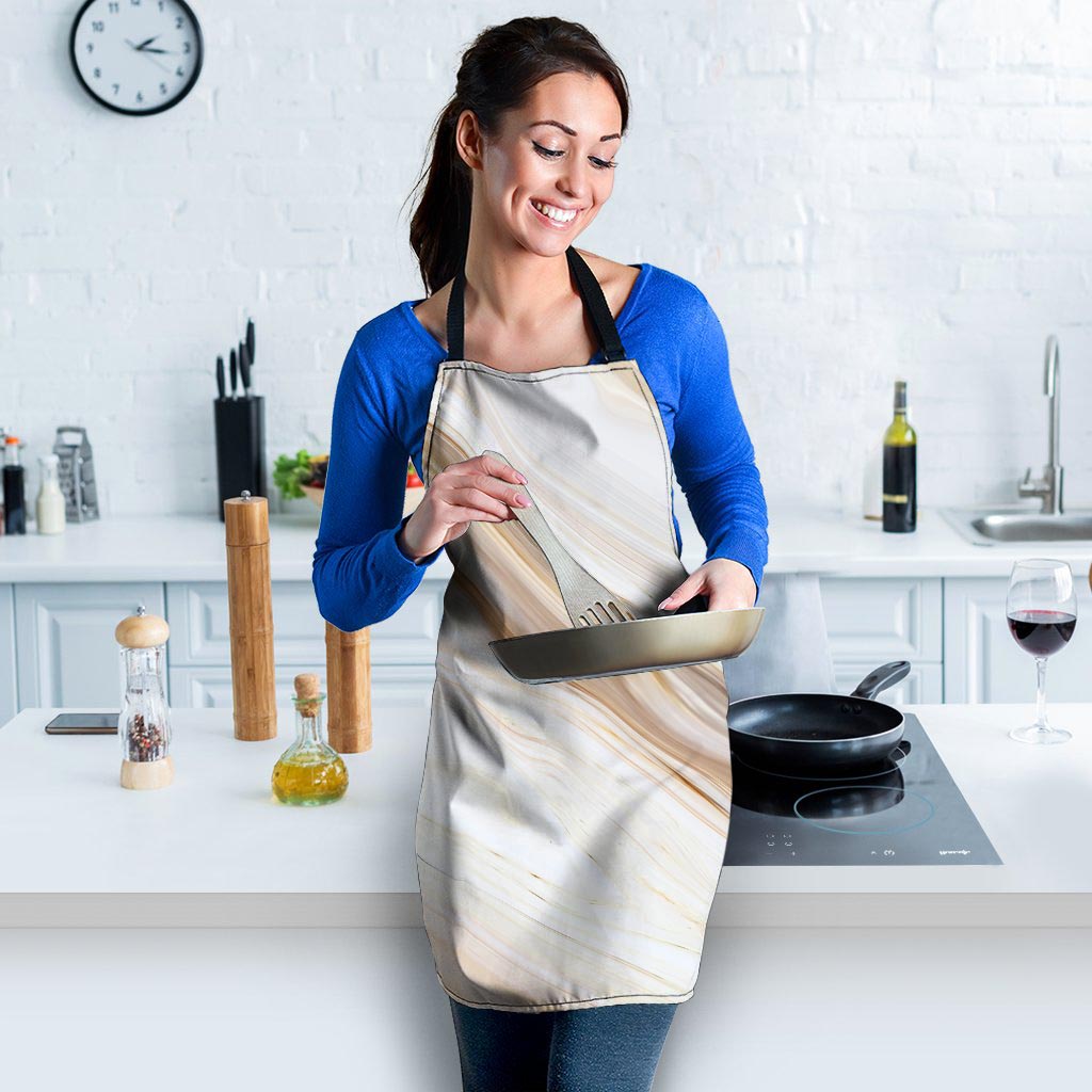 Brown Beige Marble Women's Apron-grizzshop