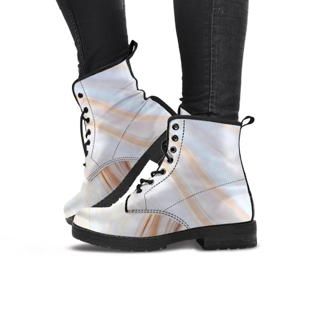 Brown Beige Marble Women's Boots-grizzshop