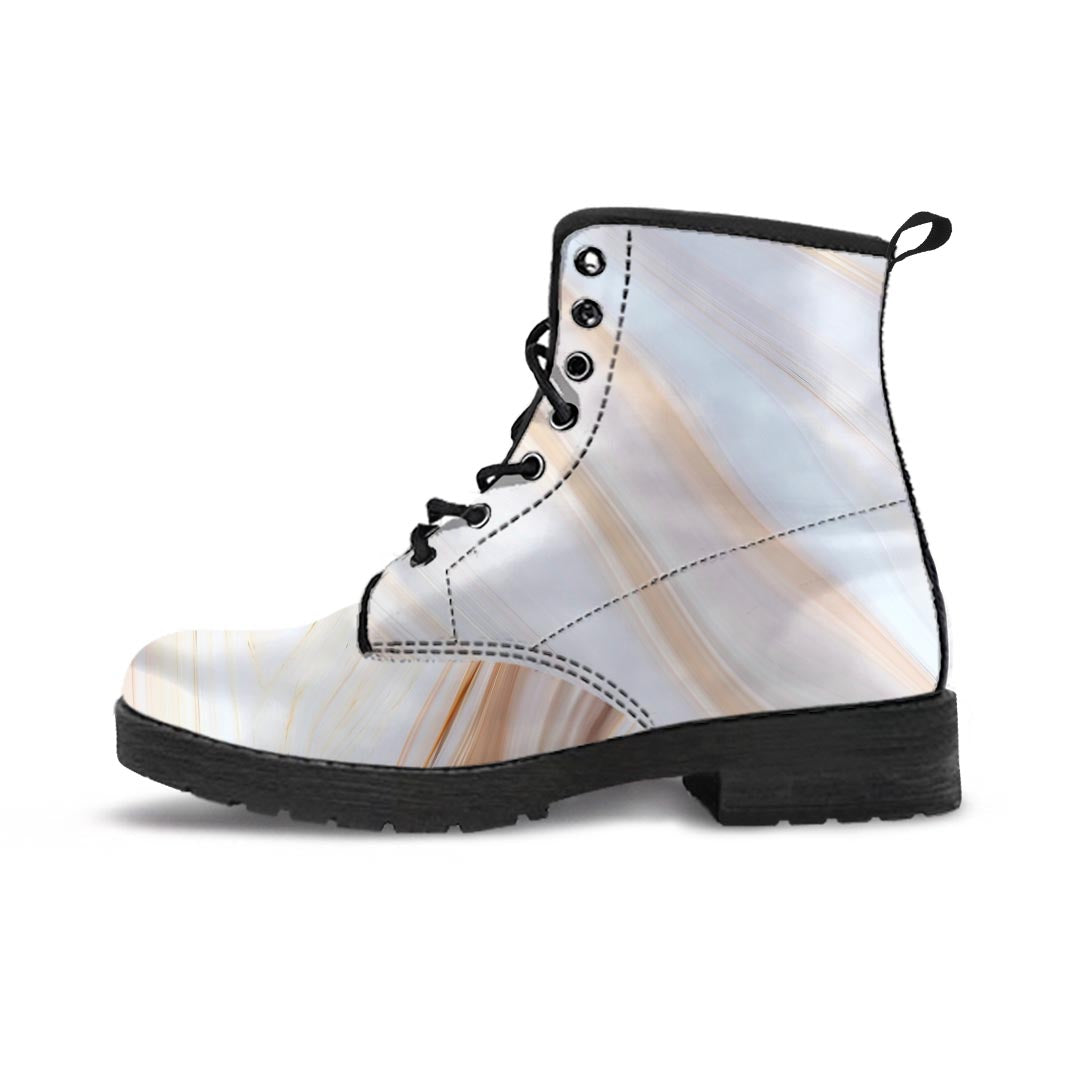 Brown Beige Marble Women's Boots-grizzshop